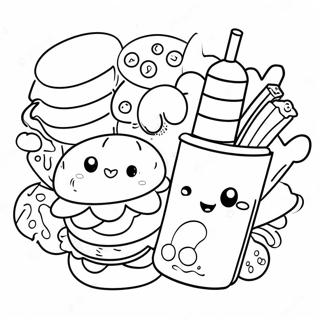 Kawaii Junk Food Coloring Page 1500-1207