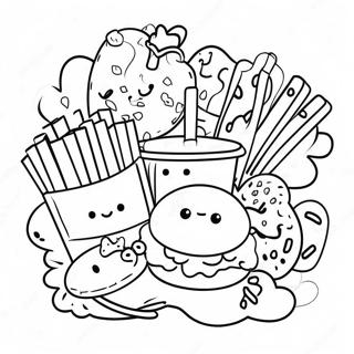 Kawaii Junk Food Coloring Page 1500-1208