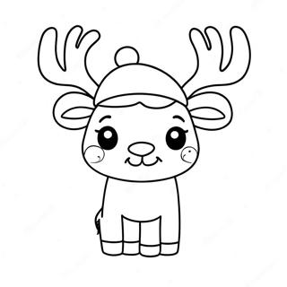 Cute Reindeer With Santa Hat Coloring Page 15011-11821