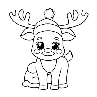 Cute Reindeer With Santa Hat Coloring Page 15011-11822