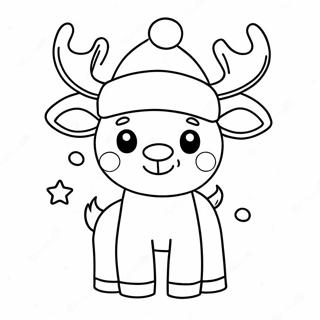 Cute Reindeer With Santa Hat Coloring Page 15011-11823