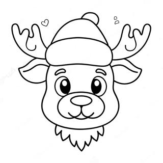 Cute Reindeer With Santa Hat Coloring Page 15011-11824