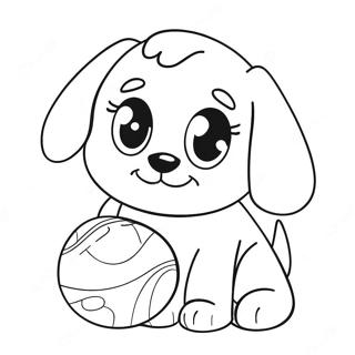 Realistic Cute Puppy With Ball Coloring Page 15210-11978