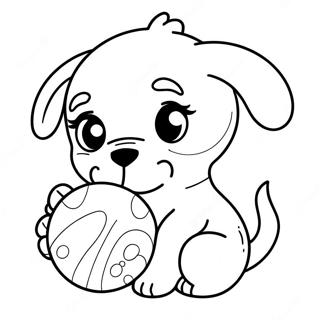 Realistic Cute Puppy With Ball Coloring Page 15210-11980