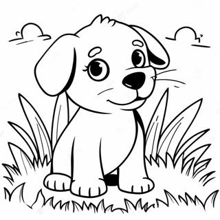 Adorable Realistic Puppy Playing In Grass Coloring Page 15211-11983