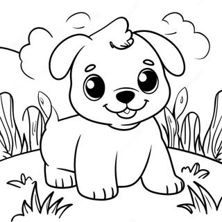 Adorable Realistic Puppy Playing In Grass Coloring Page 15211-11984