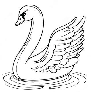 Elegant Swan Gliding On Water Coloring Page 15221-11989