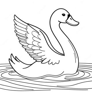 Elegant Swan Gliding On Water Coloring Page 15221-11990