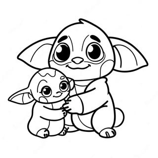 Cute Stitch And Baby Yoda Friends Coloring Page 15601-12293