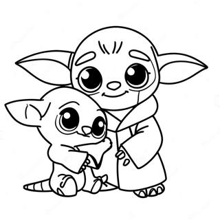 Cute Stitch And Baby Yoda Friends Coloring Page 15601-12294