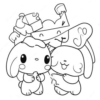 Adorable Cinnamoroll With Friends Coloring Page 15631-12318