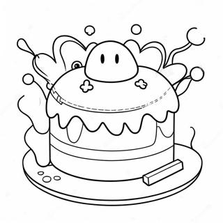 Colorful Mario Birthday Cake Coloring Page 15641-12322