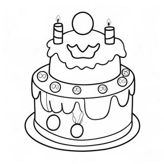 Colorful Mario Birthday Cake Coloring Page 15641-12324