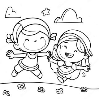 Happy Children Playing Together Coloring Page 15731-12399