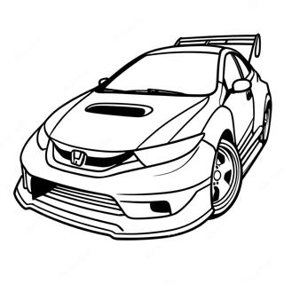 Sporty Honda Civic Racing Coloring Page 15851-12487