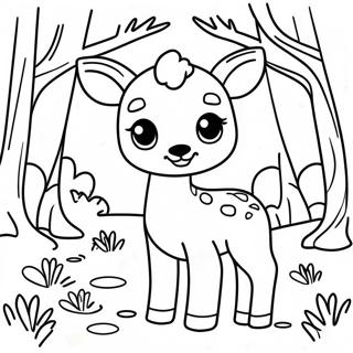 Cute Baby Deer In The Forest Coloring Page 15901-12531