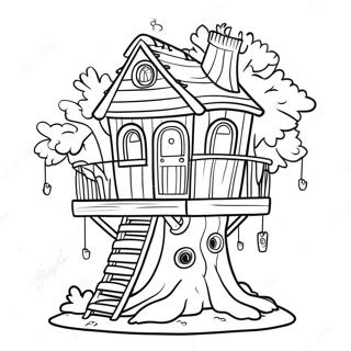 Whimsical Tree House Coloring Page 15911-12557