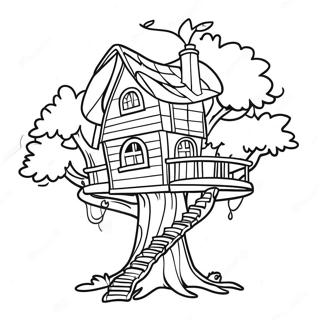 Whimsical Tree House Coloring Page 15911-12558