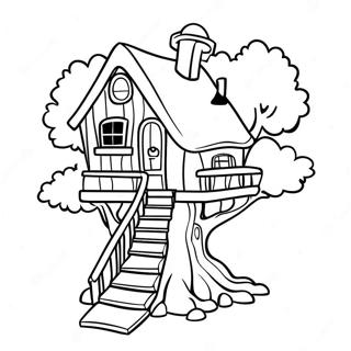 Whimsical Tree House Coloring Page 15911-12559