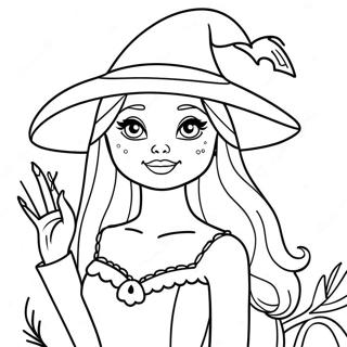 Spooky Barbie Witch Coloring Page 15981-12584