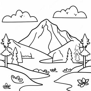 Realistic Mountain Landscape Coloring Page 16120-12714