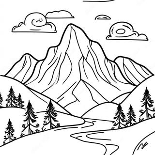 Realistic Mountain Landscape Coloring Page 16120-12715