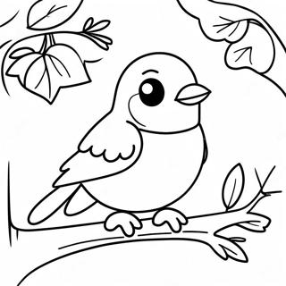 Cute Robin Sitting On A Branch Coloring Page 16241-12793