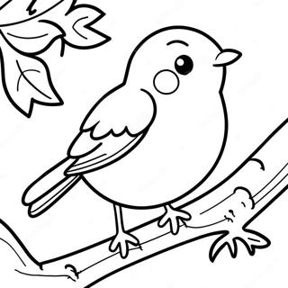 Cute Robin Sitting On A Branch Coloring Page 16241-12794