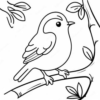 Cute Robin Sitting On A Branch Coloring Page 16241-12795