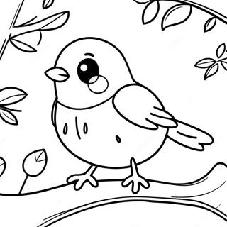 Cute Robin Sitting On A Branch Coloring Page 16241-12796