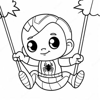 Cute Baby Spiderman Swinging Coloring Page 16301-12849