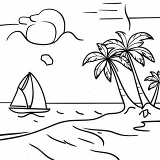 Tropical Island Sunset Coloring Page 16331-12878