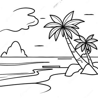 Tropical Island Sunset Coloring Page 16331-12880