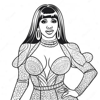 Cardi B In Sparkly Outfit Coloring Page 16421-12941