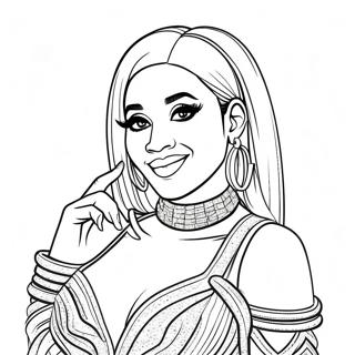 Cardi B In Sparkly Outfit Coloring Page 16421-12943