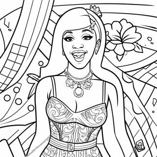 Cardi B In Sparkly Outfit Coloring Page 16421-12944