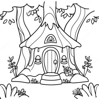 Enchanted Forest Fairy House Coloring Pages