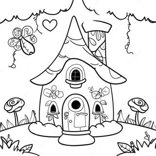 Whimsical Fairy House In The Enchanted Forest Coloring Page 16461-12989