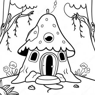 Whimsical Fairy House In The Enchanted Forest Coloring Page 16461-12991