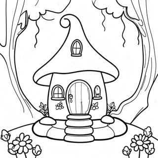 Whimsical Fairy House In The Enchanted Forest Coloring Page 16461-12992