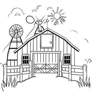 Charming Barn Scene Coloring Page 16491-13001