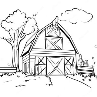 Charming Barn Scene Coloring Page 16491-13002