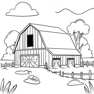 Charming Barn Scene Coloring Page 16491-13004