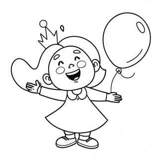 Joyful Birthday Grandma With Balloons Coloring Page 16521-13033