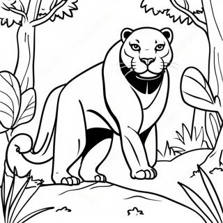 Majestic Black Panther In Jungle Coloring Page 16541-13045