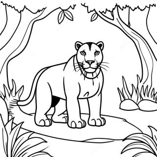 Majestic Black Panther In Jungle Coloring Page 16541-13046