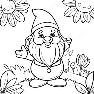 Cheerful Garden Gnome With Flowers Coloring Page 16561-13077