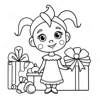 Schattige Cindy Lou Who Met Cadeaus Kleurplaat 16661-13134