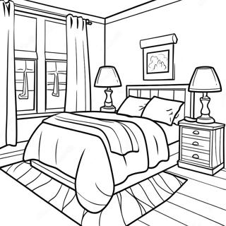 Realistic Cozy Bedroom Coloring Page 16670-13158