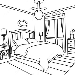 Realistic Cozy Bedroom Coloring Page 16670-13159